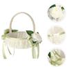 Toyvian Wedding Ribbon Basket Girl Basket Pearl Lace Romantic Large Wedding with Satin Flowers and Bow for Girls, Ceremony view 3