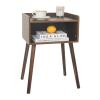 MaxSmeo Nightstand, Mid Century Modern Side Table Bedroom with Storage, Small End Bedside Table with Solid Wood Legs for Living Room, Office Small Spaces (Rustic Brown) view 4
