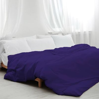 5pcs Cotton Hotel Quality Duvet Cover Oversize Queen (98 x 98) Zipper Clouser Solid Purple Duvet Cover