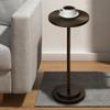 COVLON Drink Table, Carved Table Top Martini Table, Small Side Table, Weighted Base Pedestal Table for Living Room, Bedroom, Bathroom, Brown view 1