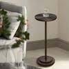 COVLON Drink Table, Carved Table Top Martini Table, Small Side Table, Weighted Base Pedestal Table for Living Room, Bedroom, Bathroom, Brown view 3