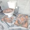 Wotrend Medieval Turkish Patterns 3 Piece Bath Rugs Set Mural Wallpaper Retro Bathroom Mats Absorbent Contour Soft Mat Toilet Lid Cover Bathroom Decor Set, 20"x32"+16"x18"+16"x20" view 2