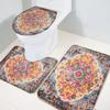 Wotrend Retro 3 Piece Bath Rugs Set Turkish Patterns Medieval Mural Wallpaper Bathroom Mats Absorbent Contour Soft Mat Toilet Lid Cover Bathroom Decor Set, 20"x32"+16"x18"+16"x20" view 4
