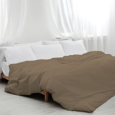 5pcs Cotton Hotel Quality Duvet Cover King (90 x 106) Zipper Clouser Solid Taupe Duvet Cover
