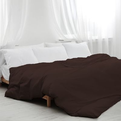 5pcs Cotton Hotel Quality Duvet Cover Twin (68 x 90) Zipper Clouser Solid Brown Duvet Cover