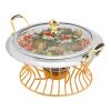 Buffet Servers and Warmers, Round Stainless Steel Chafing Dish Buffet, 2L Catering Chafers and Buffet Warmers with Fuel Holder (Silver+Golden, 2L) view 1