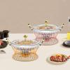 Buffet Servers and Warmers, Round Stainless Steel Chafing Dish Buffet, 2L Catering Chafers and Buffet Warmers with Fuel Holder (Silver+Golden, 2L) view 2