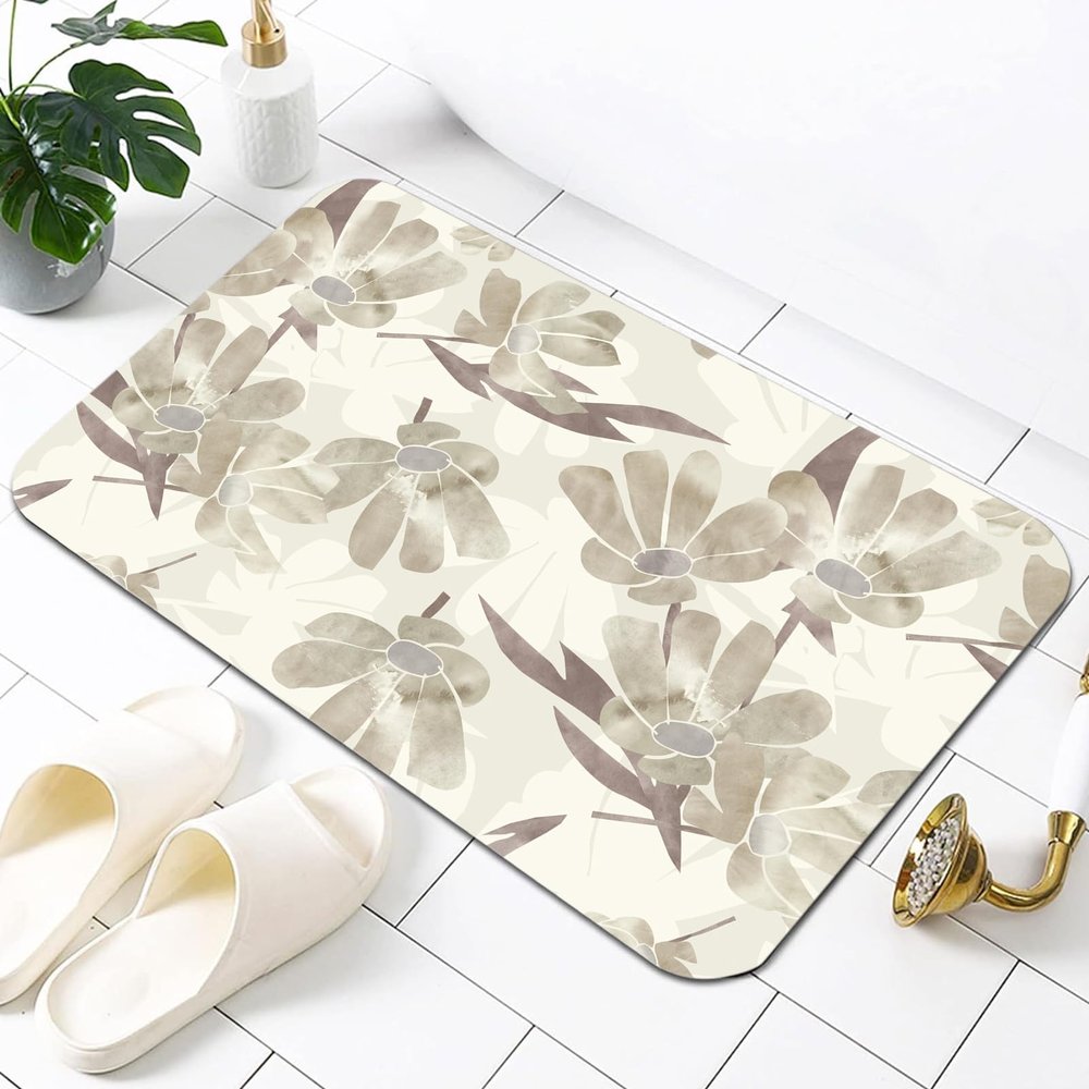 Abstract Flowers Bathroom Rugs 24x36, Extra Soft and Absorbent Microfiber Bath Mat, Non-Slip, Machine Washable, Quick Dry Shaggy Bath Carpet, Suitable for Bathroom Floor, Tub, Shower
