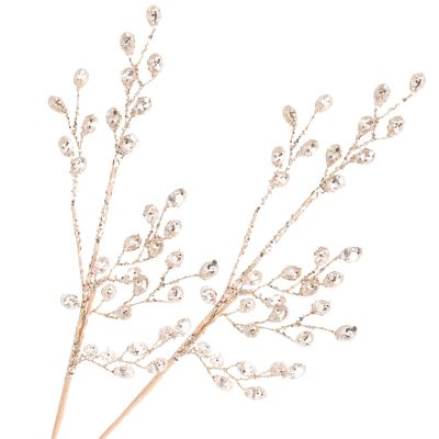 ABOOFAN 2pcs Christmas Ice Wire Clear Garland Acrylic Pearl Crystal Teardrop Beads Ornament Garland Christmas Tree Decorations Diamond Branch Garland Strands for Wreath Golden