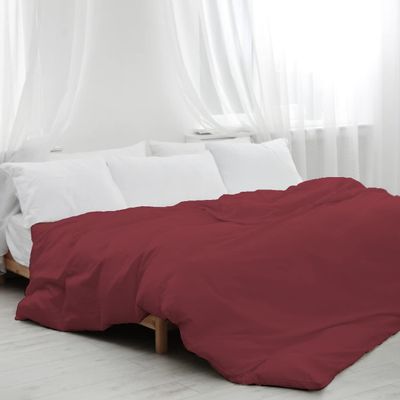 5pcs Cotton Hotel Quality Duvet Cover King (90 x 106) Zipper Clouser Solid Burgundy Duvet Cover