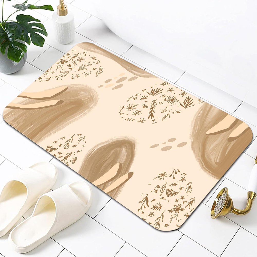 Abstract Flowers Bath Mat Rug, 60x96, Ultra Soft and Non-Slip Bathroom Rugs, Water Absorbent and Machine Washable Bath Rug for Bathroom, Shower, and Tub