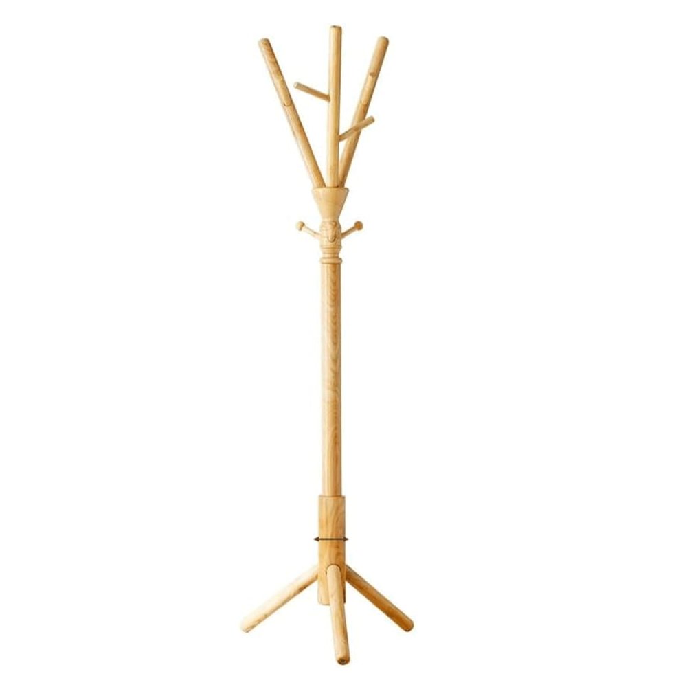 WAGLOS Coat Stand Coat Rack Freestanding with 9 Hooks Coat Stand Wooden Coat Holder for Entryway Home Bedroom Coat Shelf Easy Assembly Space Saver