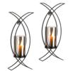 Walasis Candle Sconces Decorative Wall Art Set of 2 Black - Hurricane Candle Wall Sconce Decor Iron Two Candle Holders Modern Candle Sconces for Indoor Fireplace Kitchen Dining Room view 1
