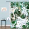 JAWO Green Marble Shower Curtain Cool Colorful Gouache Rainbow Gold Crack Sage Green Emerald Green Long Shower Curtain Set, Modern Abstract Waterproof Shower Curtain Marble, Hooks Included view 3