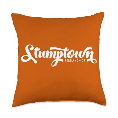 Stumptown Portland Oregon Script Design Studio STUMPTOWN Portland OR Original Script Design Throw Pillow, 18x18, Multicolor