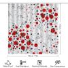 FBMLBRB Brebasf Modern Boho Floral Ladybug 4 Pieces Shower Curtain Set,Rustic Farmhouse Spring Eucalyptus Leaf Ladybugs Non-Slip Rugs Toilet Lid Cover Bath Mat and Bathroom Curtain view 2