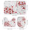 FBMLBRB Brebasf Modern Boho Floral Ladybug 4 Pieces Shower Curtain Set,Rustic Farmhouse Spring Eucalyptus Leaf Ladybugs Non-Slip Rugs Toilet Lid Cover Bath Mat and Bathroom Curtain view 3