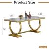 68.11" White Marble Dining Table, Luxurious Marble Table Dining with 0.71" Thick Printed Marble Tabletop and Gold U-Shape Stainless Steel Pedestal, Modern Kitchen Dining Room Table for 8 view 2