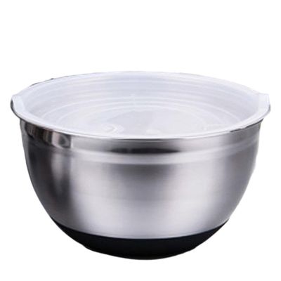 AMYSTY Stainless Steel Deep Mixing Bowl,Easy to Clean, Rounded Lip Metal Bowls Space Saving Storage, Great for Cooking, Baking, Salad(Size:24cm,Color:Silver)