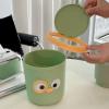 WOOXGEHM Plastic Mini Trash Can with Lid, Cute Cartoon Design, Small Desktop Trash Can for Home/Office/Kitchen/Dresser Desktop/Bedroom/Bathroom(Green) view 3