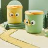 WOOXGEHM Plastic Mini Trash Can with Lid, Cute Cartoon Design, Small Desktop Trash Can for Home/Office/Kitchen/Dresser Desktop/Bedroom/Bathroom(Yellow) view 4