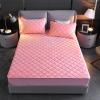 LMXSHJI Fitted Sheet Quilted Layer Crystal Velvet Fabric Mattress Protector Cover Elastic Band Fixation Single Double Toppers Deep up to 30cm (Color : Pink, Size : 63"x78.7"+11"/160x200cm+28cm) view 1