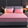 LMXSHJI Fitted Sheet Quilted Layer Crystal Velvet Fabric Mattress Protector Cover Elastic Band Fixation Single Double Toppers Deep up to 30cm (Color : Pink, Size : 63"x78.7"+11"/160x200cm+28cm) view 3