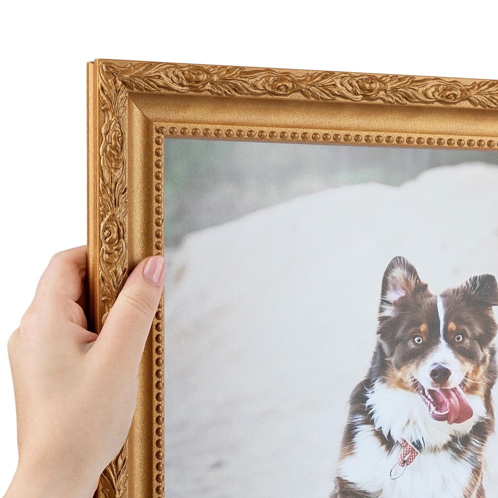ArtToFrames 9x47 Inch Gold Picture Frame, This 1.50 Inch Custom Wood Poster Frame is Bright Gold, Great for Your Art or Photos - Comes with Economy Acrylic
