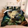 Albideyaa Cute Koala Pattern Full Size Quilt Set for Kids Adult Forest Wildlife Animal Koala Green Leaves Print Comforter Bedding Set for Boys Girls Soft Duvet Set with 2Pillowcases view 1