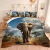 Albideyaa Big Elephant Pattern Quilt Set Outerdoor Natural Scenery Comforter Set Full Size Blue Sky White Cloud Pine Trees Print Bedding Set Kids Adult Duver Set with 2Pillowcases view 1