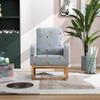 26.8" W Modern Rocking Chair for Nursery, Mid Century Accent Rocker Armchair with Side Pocket, Upholstered High Back Wooden Rocking Chair for Living Room Baby s Room Bedroom, Blue Boucle view 3