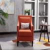 Accent Armchair Living Room Chair with Nailheads and Solid Wood Legs Orange Linen view 1