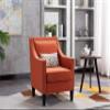 Accent Armchair Living Room Chair with Nailheads and Solid Wood Legs Orange Linen view 2