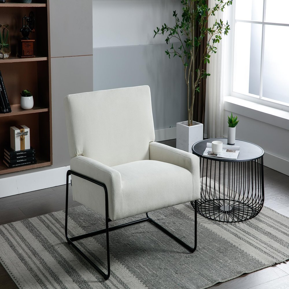 Accent Chair - Modern Industrial Slant Armchair with Metal Frame - Premium High Density Soft Single Chair for Living Room Bedroom