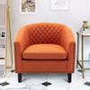 Accent Barrel Chair Living Room Chair with Nailheads and Solid Wood Legs Orange Linen view 1