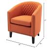 Accent Barrel Chair Living Room Chair with Nailheads and Solid Wood Legs Orange Linen view 2