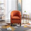 Accent Barrel Chair Living Room Chair with Nailheads and Solid Wood Legs Orange Linen view 3