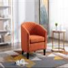 Accent Barrel Chair Living Room Chair with Nailheads and Solid Wood Legs Orange Linen view 4