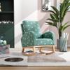 26.8" W Modern Rocking Chair for Nursery, Mid Century Accent Rocker Armchair with Side Pocket, Upholstered High Back Wooden Rocking Chair for Living Room Baby Room Bedroom, Green Boucle view 1