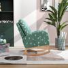 26.8" W Modern Rocking Chair for Nursery, Mid Century Accent Rocker Armchair with Side Pocket, Upholstered High Back Wooden Rocking Chair for Living Room Baby Room Bedroom, Green Boucle view 4