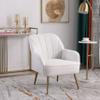 Modern Soft White Teddy Fabric Ivory Ergonomics Accent Chair Living Room Chair Bedroom Chair Home Chair with Gold Legs and Adjustable Legs for Indoor Home view 1