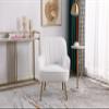 Modern Soft White Teddy Fabric Ivory Ergonomics Accent Chair Living Room Chair Bedroom Chair Home Chair with Gold Legs and Adjustable Legs for Indoor Home view 3