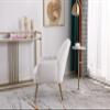 Modern Soft White Teddy Fabric Ivory Ergonomics Accent Chair Living Room Chair Bedroom Chair Home Chair with Gold Legs and Adjustable Legs for Indoor Home view 4