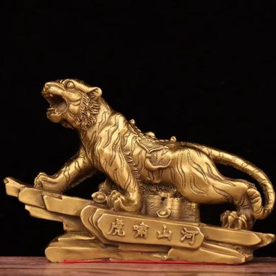 burid Pure Copper Tiger Statues Zodiac Brass Tiger Lucky Sculpture Office Study Desktop Figurine Home Decoration