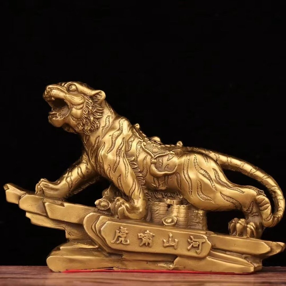 burid Pure Copper Tiger Statues Zodiac Brass Tiger Lucky Sculpture Office Study Desktop Figurine Home Decoration