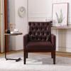 PU Leather Accent Chair, Upholstered Lounge Sofa Armchair, Comfortable Armchair with Wooden Legs in Log Color, Modern Button Reading Chair for Bedroom Living Room, Dark Brown view 1