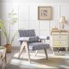 Accent Chair, KD Rubber Wood Legs with Black Finish. Fabric Cover The seat. with a Cushion.Blue Stripe view 1