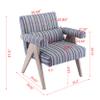 Accent Chair, KD Rubber Wood Legs with Black Finish. Fabric Cover The seat. with a Cushion.Blue Stripe view 2