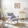 Accent Chair, KD Rubber Wood Legs with Black Finish. Fabric Cover The seat. with a Cushion.Blue Stripe view 3
