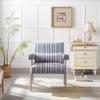 Accent Chair, KD Rubber Wood Legs with Black Finish. Fabric Cover The seat. with a Cushion.Blue Stripe view 4